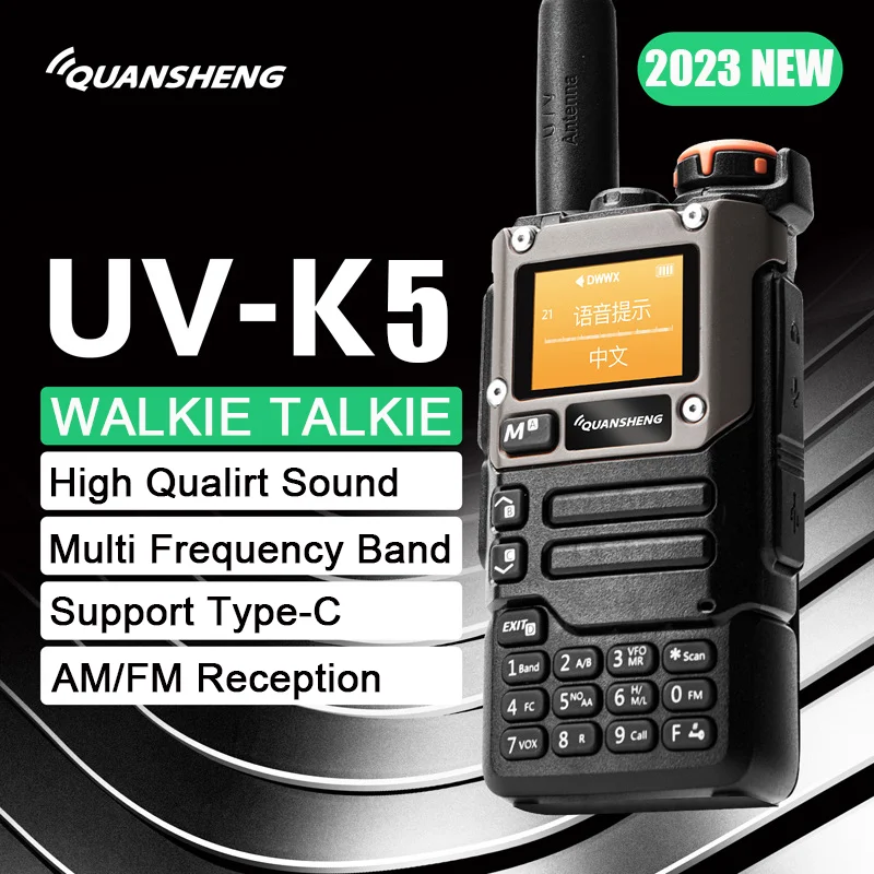 Quansheng UV-K5 Walkie Talkie 5W Air Band Radio Tyep C Charge UHF VHF DTMF FM Scrambler NOAA Wireless Frequency Two Way CB Radio