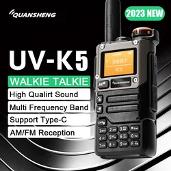 Quansheng UV-K5 Walkie Talkie 5W Air Band Radio Tyep C Charge UHF VHF DTMF FM Scrambler NOAA Wireless Frequency Two Way CB Radio