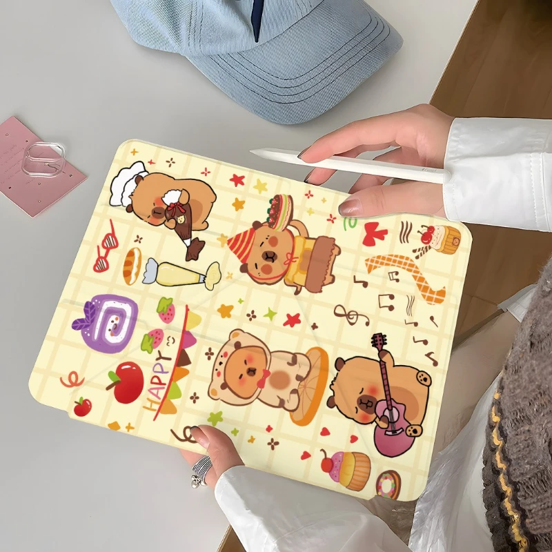 Cute Dessert Party Capybara Case for IPad 11th A16 10th 9th 10.2in Pro 11in Air6 Mini6/7 8.3in Tablet  Acrylic Shockproof Cover
