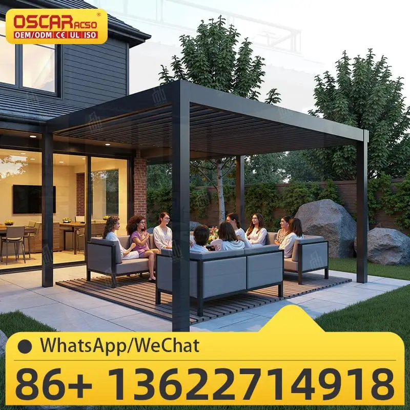 

Retractable Canopy Motorized Screen Outdoor Aluminum Structures for Garden Patio Balcony pergola