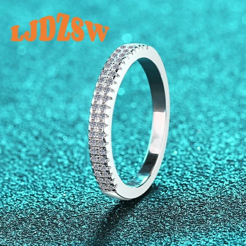 

Elegant 925 Sterling Silver Moissanite Ring for Women Dazzling Double Row Pave Set with GRA Certified Lab Diamond Wedding Gifts