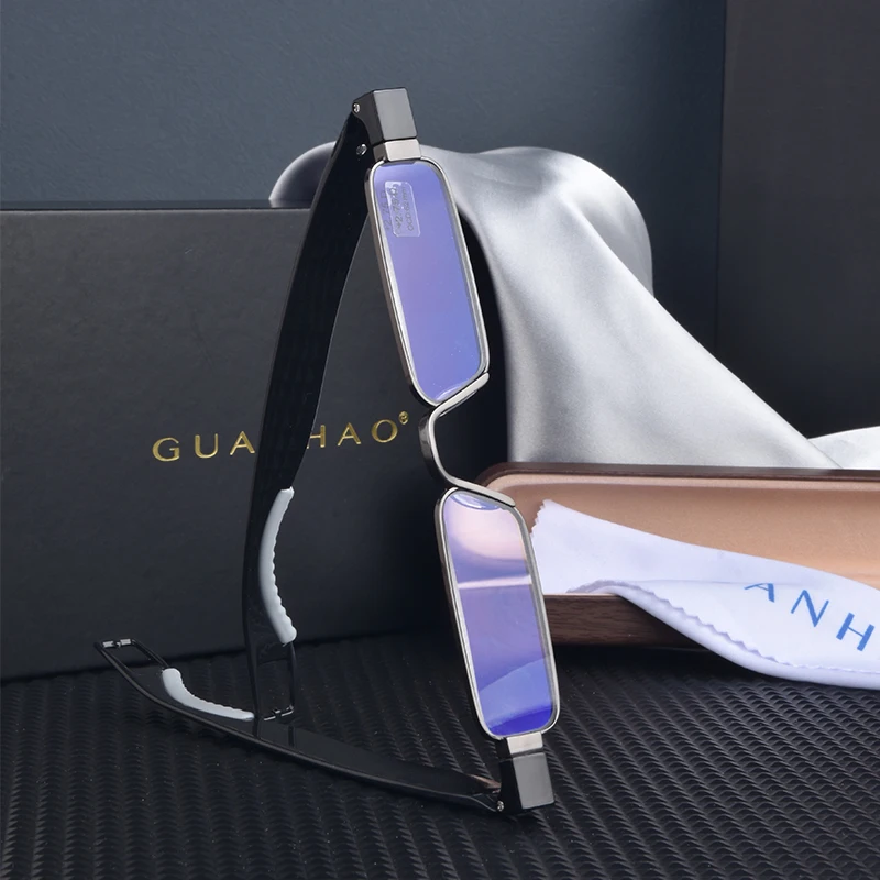 Guanhao New titanium HD Folding Anti Blue Light Presbyopia Glasses Men Women Rotating Diopter Optical Graphene Reading Glasses