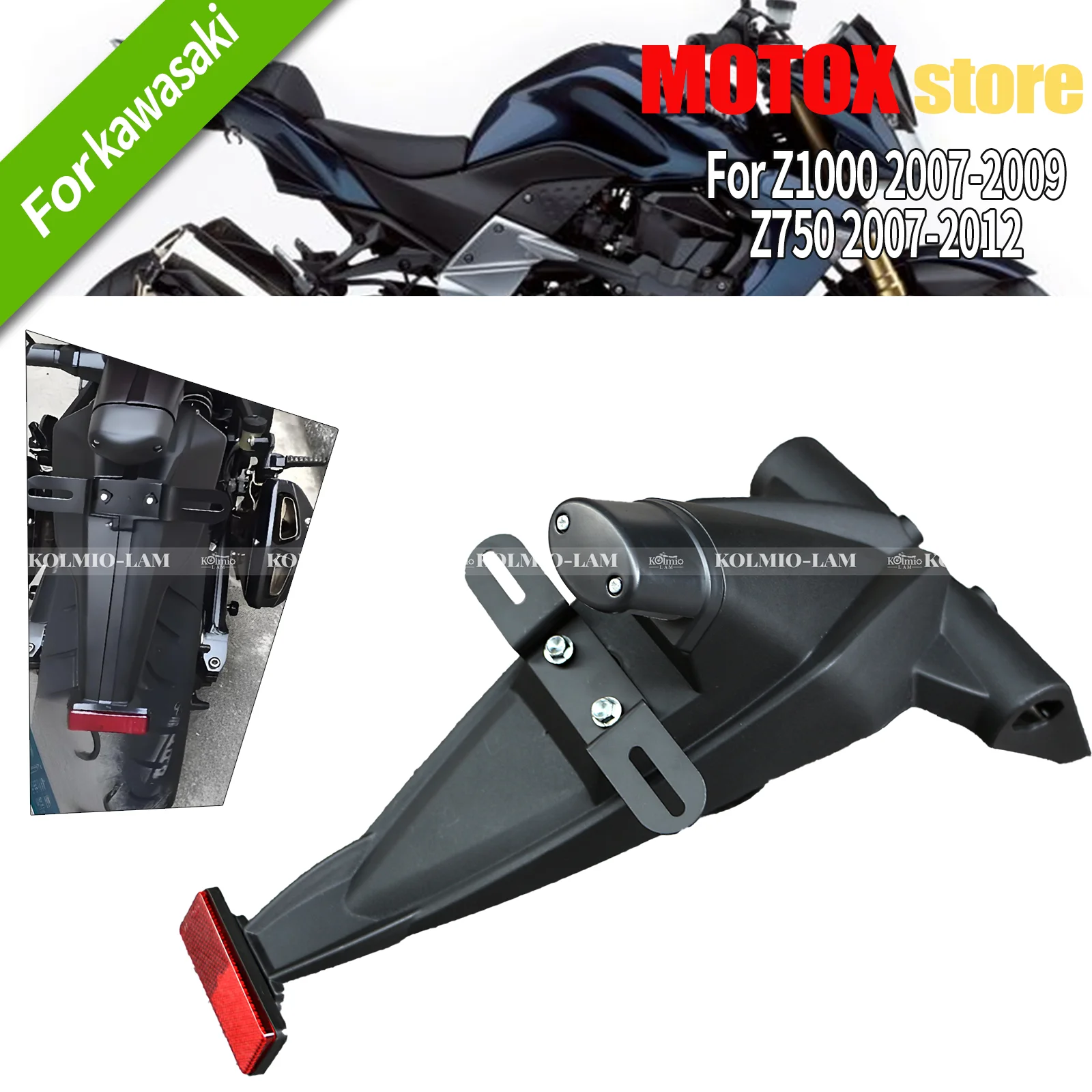 Rear Tire Fender Splash Guard License Plate Mudguard Holder Bracket Fit For KAWASAKI Z1000 2007 - 2009 Z750 2007 - 2012 Z 1000