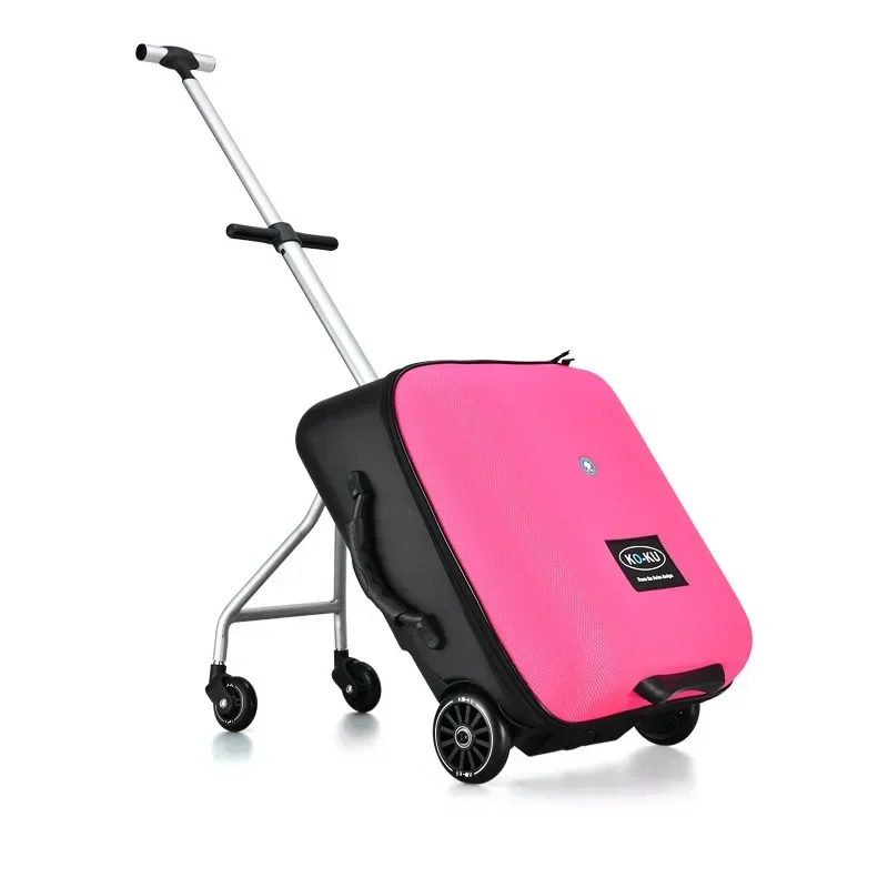 Novo design preguiçoso bebê sentar-se em scooter bagagem crianças carry on mala de viagem saco embarque skate criativo trole caso