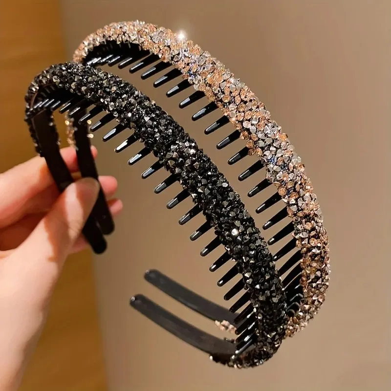 Set de Diademas con Dientes y Pedrería para Niñas, Antideslizantes, Cómodas, Accesorios Brillantes para el Cabello Infantil