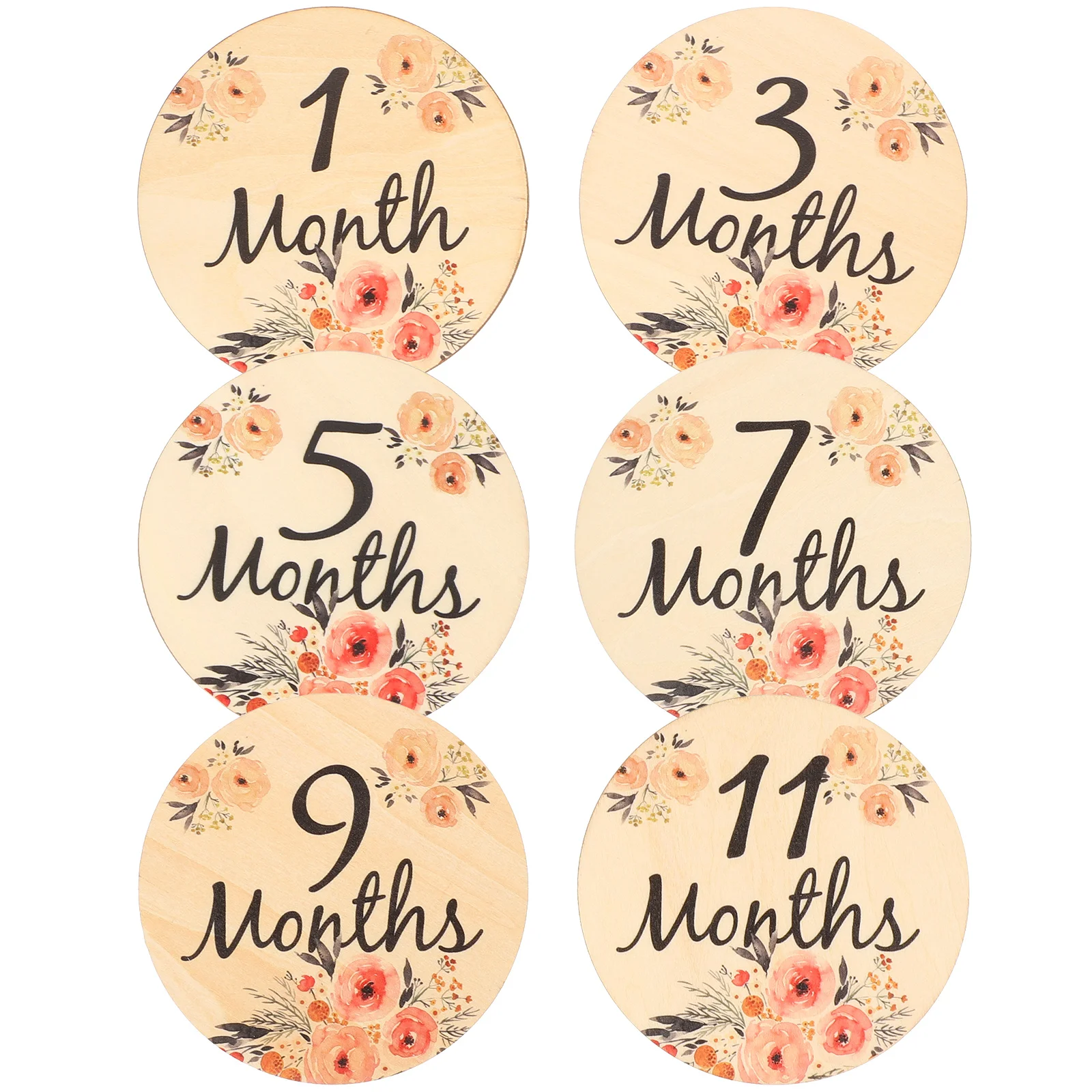 6 Pcs Signs Milestone Card Newborn Monthly Discs Baby Cards Wooden Double-sided Toddler