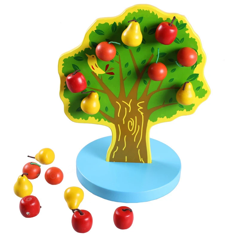 New Montessori materials Educational Wooden Toys DIY Magnetic Apple Pear Tree 3D puzzles Toys For Children Free Delivery