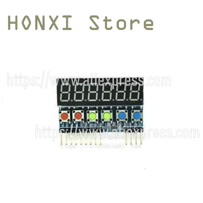 1PCS Six TM1637 digital tube display module button scanning module IIC interface to send 51 procedures