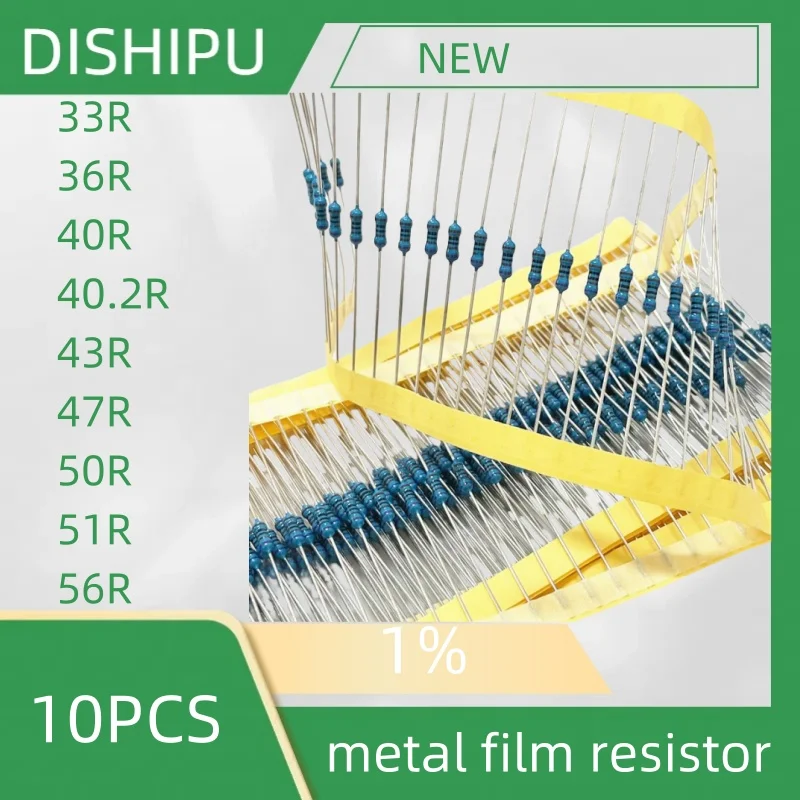 10 Uds 1/4W 33R 39R 40.2R 43R47R50R 51R 56R 0,1% resistencia de película metálica