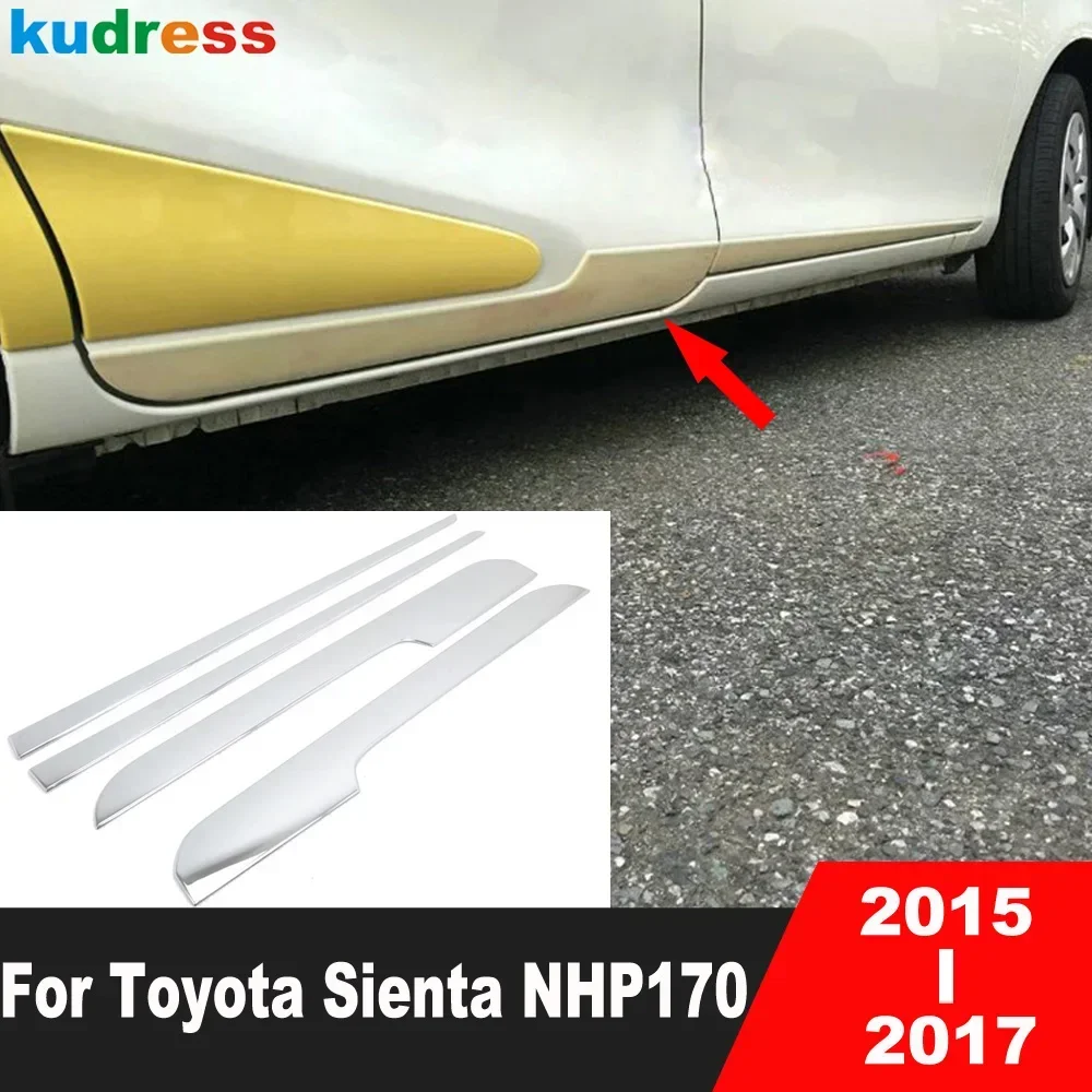 Side Door Body Trim For Toyota Sienta NHP170 2015 2016 2017 Chrome Car Door Panel Streamer Molding Garnish Strip Accessories