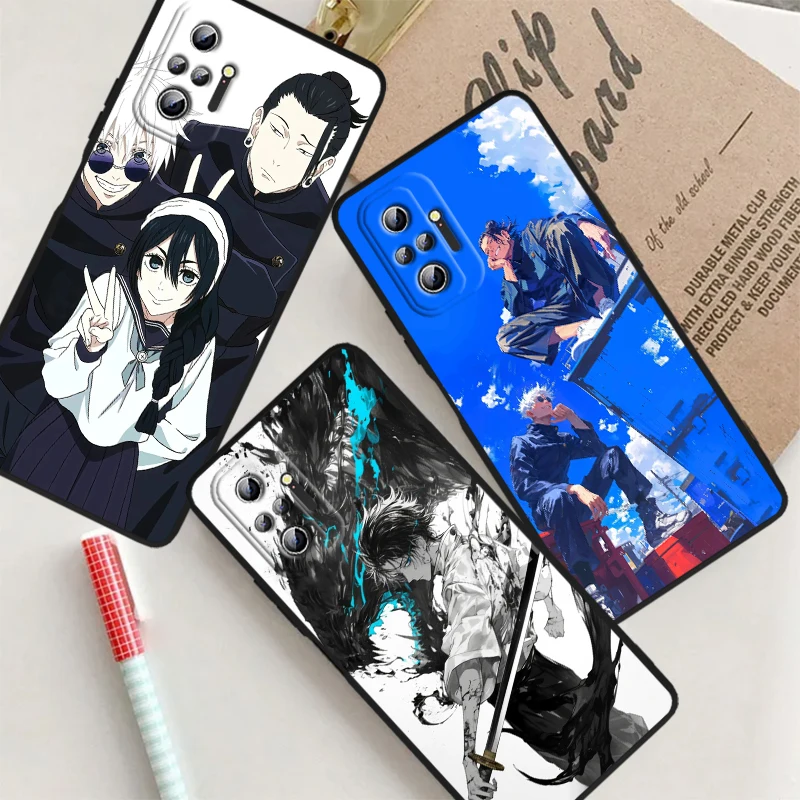 Spell Battle Anime Fashion For Xiaomi Redmi Note 13 12R 12 12S Turbo 11 11T 11S 10 10S Pro Plus 5G Black Soft Phone Case