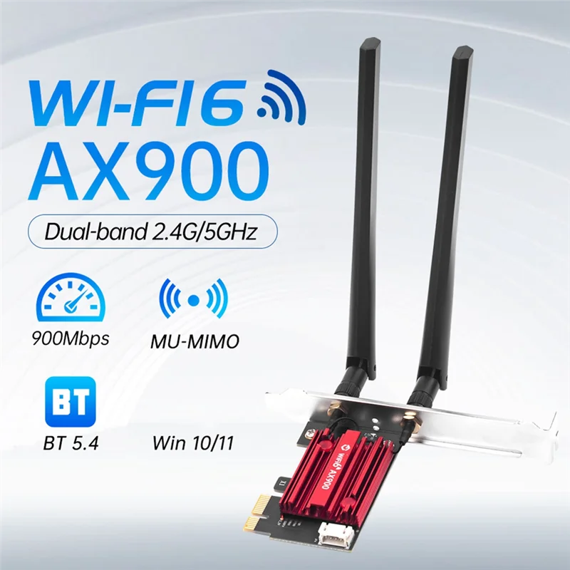 New!AX900 Wifi 6 Pcie Network Card Bluetooth 5.4 Dual-Band 2.4G/5.8Ghz External Antenna For Gaming/PC Adapter For Windows 10/11