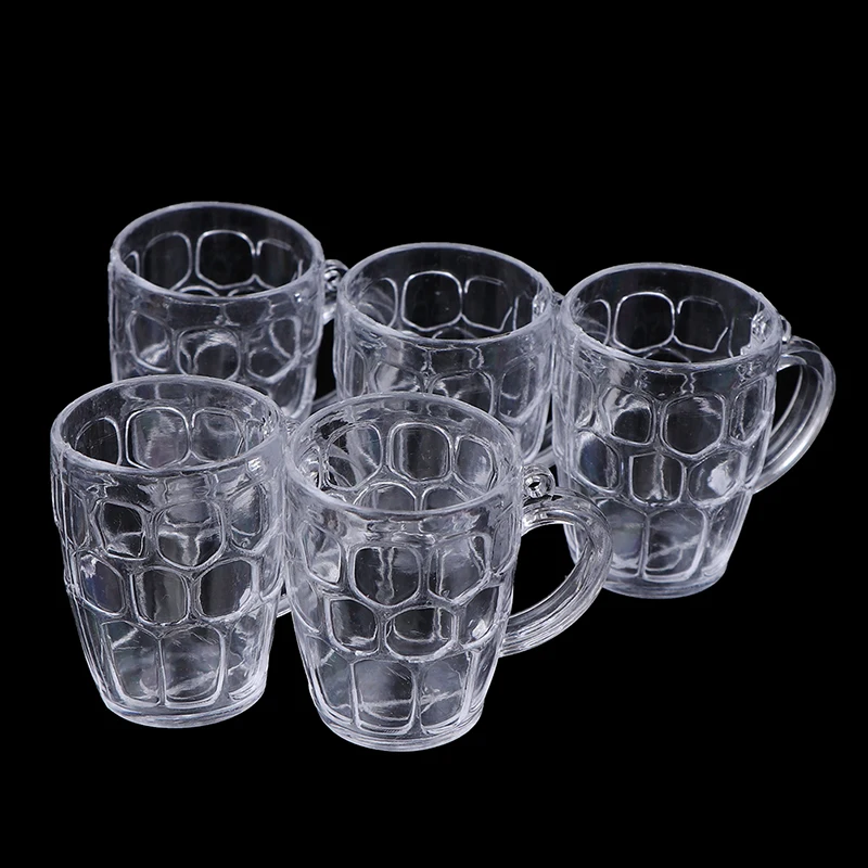 5Pcs 1:12 Dollhouse Miniature Accessories Plastic Transparent Wine Beer Cups