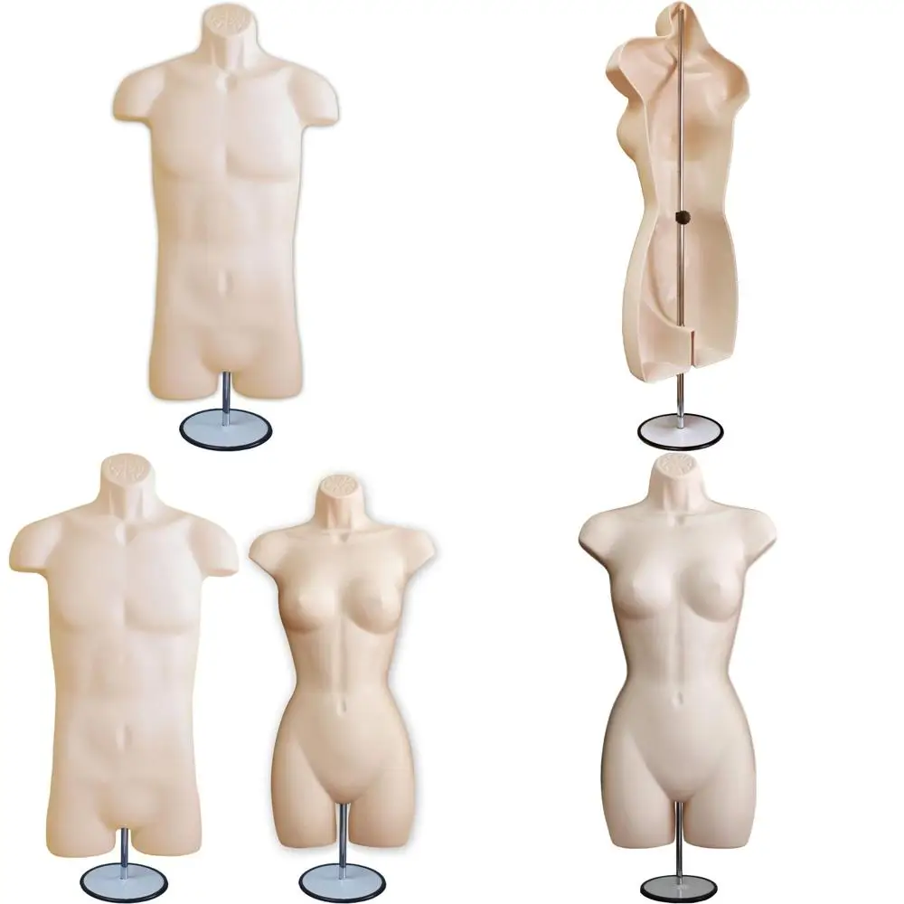 

Adjustable Male and Female Mannequin Set with Metal Stand and Hanging Hook, S-M Sizes