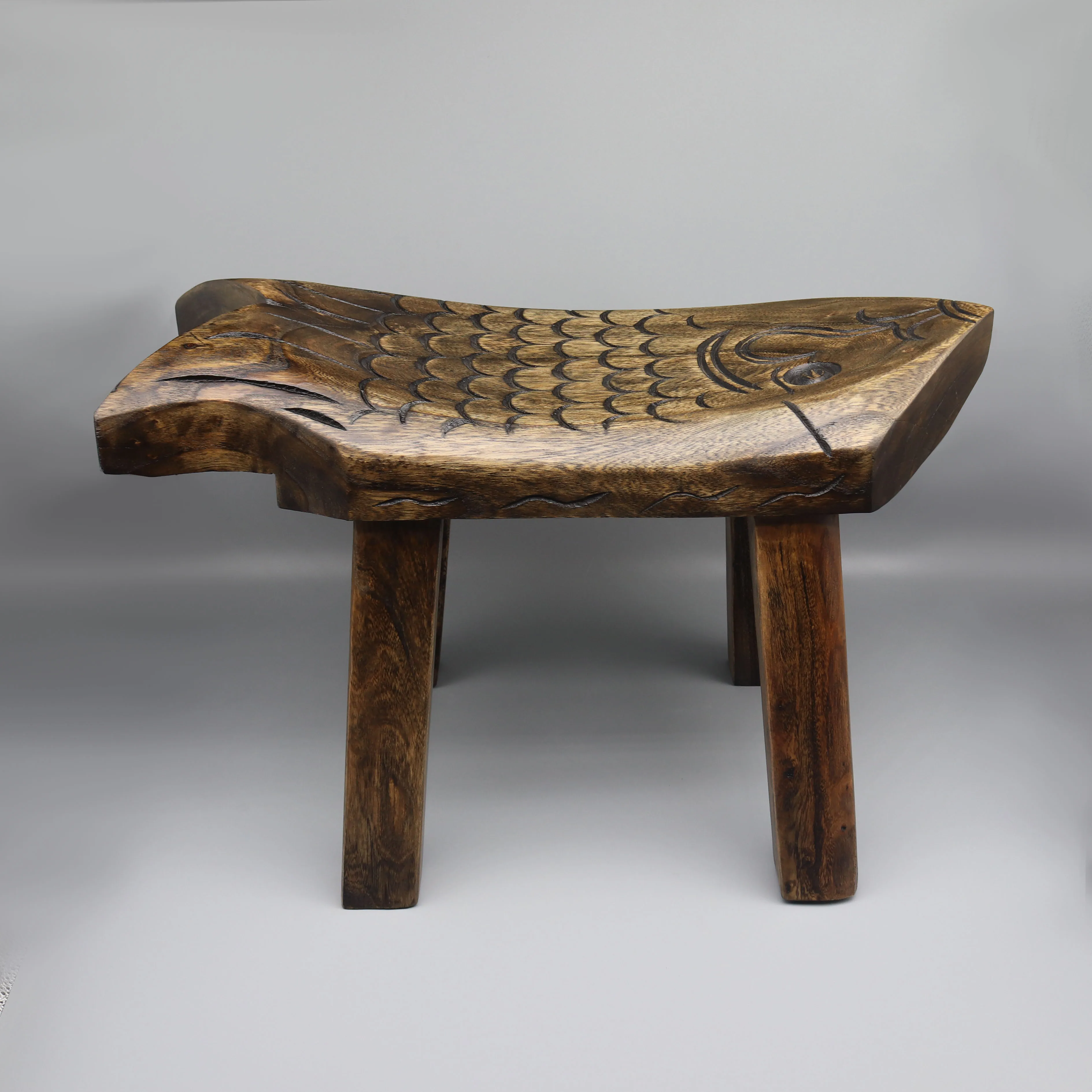 Newly Made Fish Wooden Stool, Sturdy Footrest, Home Decoration