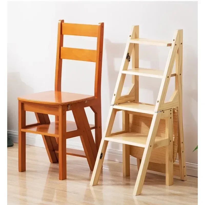 

Solid Wood Ladder Chair Household Ladder Chair Folding Dual-use Ladder Stool Indoor Climbing Pedal Stair Multi-function