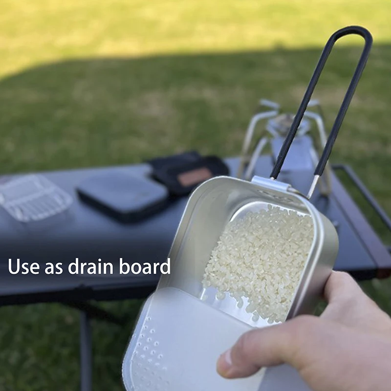 Mini tabla de cortar para exteriores, escurridor de agua para lavar arroz, deflector, tabla de servir portátil con agujeros para acampar y Picnic