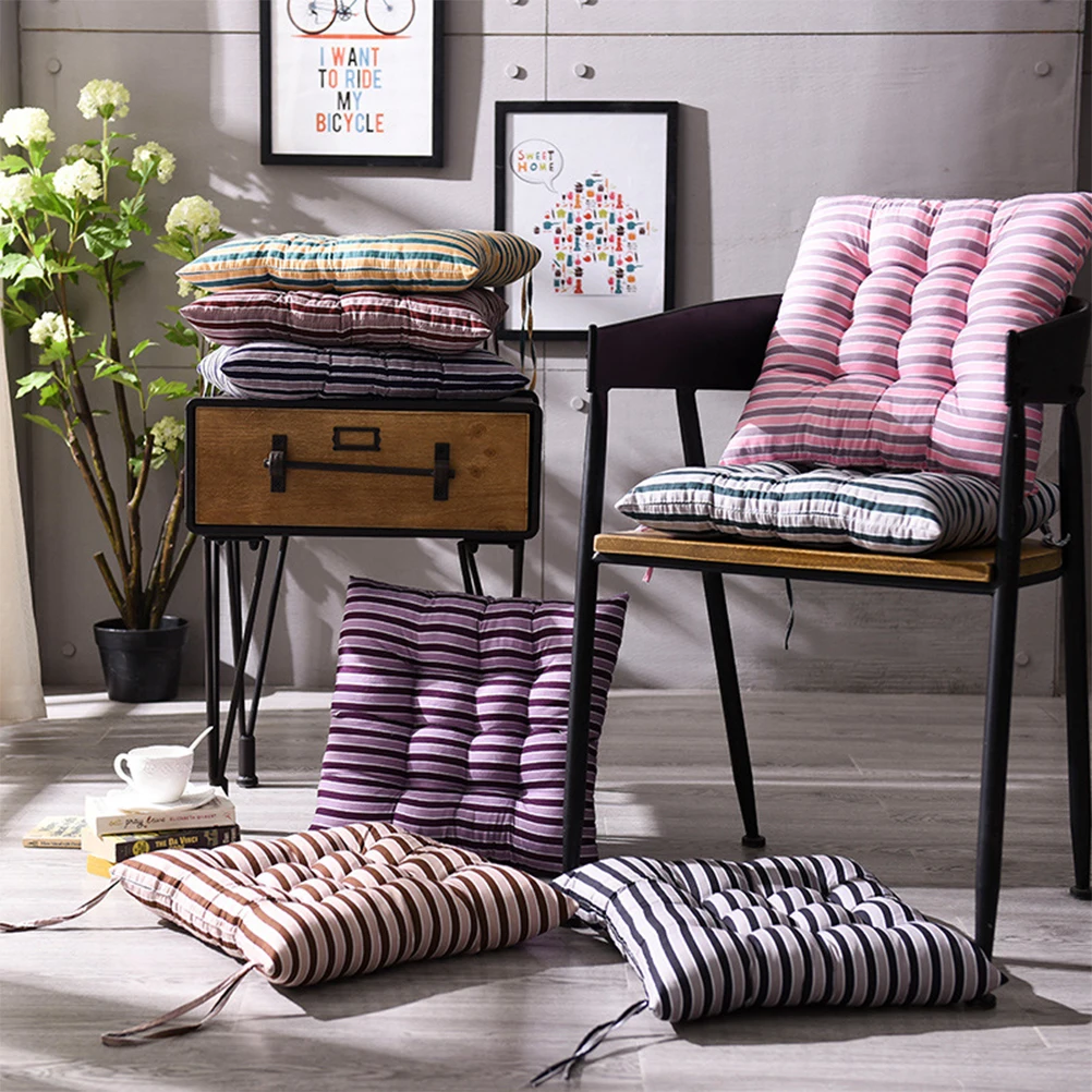 

2Pcs Striped Cushion Blue Soft Thickened Seat Pad Home Office Chair Practical Lovely Chair Cushion Comfortable Seat Pad