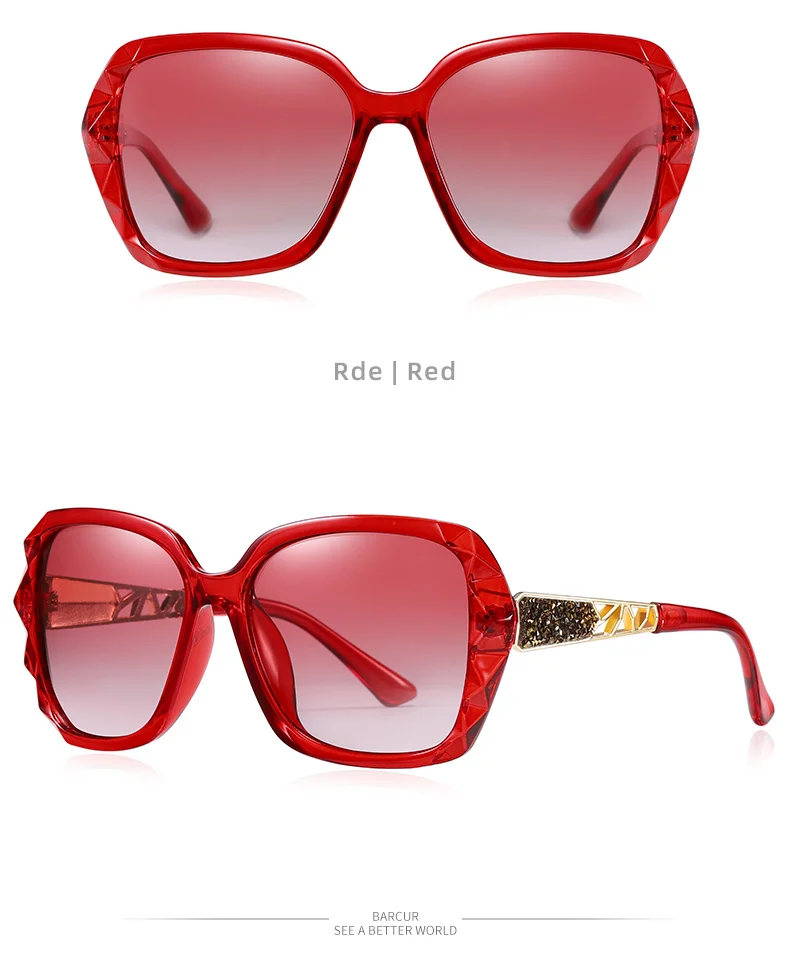 BARCUR Leichte, luxuriöse und elegante Sonnenbrille im Urlaubsstil mit großer Rahmendekoration, Gesichtsform, UV-Schutz – Detail 15
