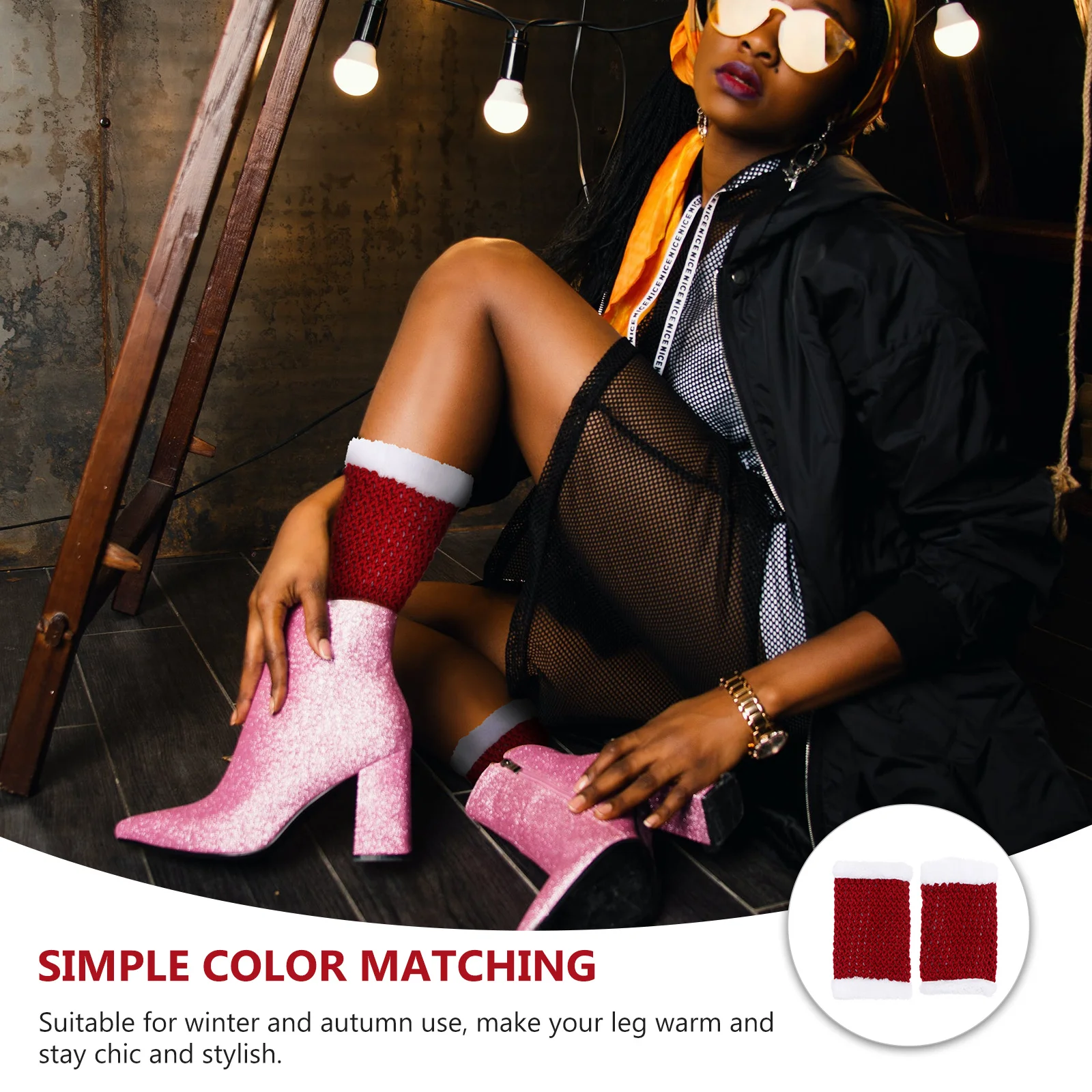 1Pair Christmas Thick Warm Leg Cover Red White Women Winter Leg Socks Fashionable Boots Cover Xmas Clothing Women Winter Socks