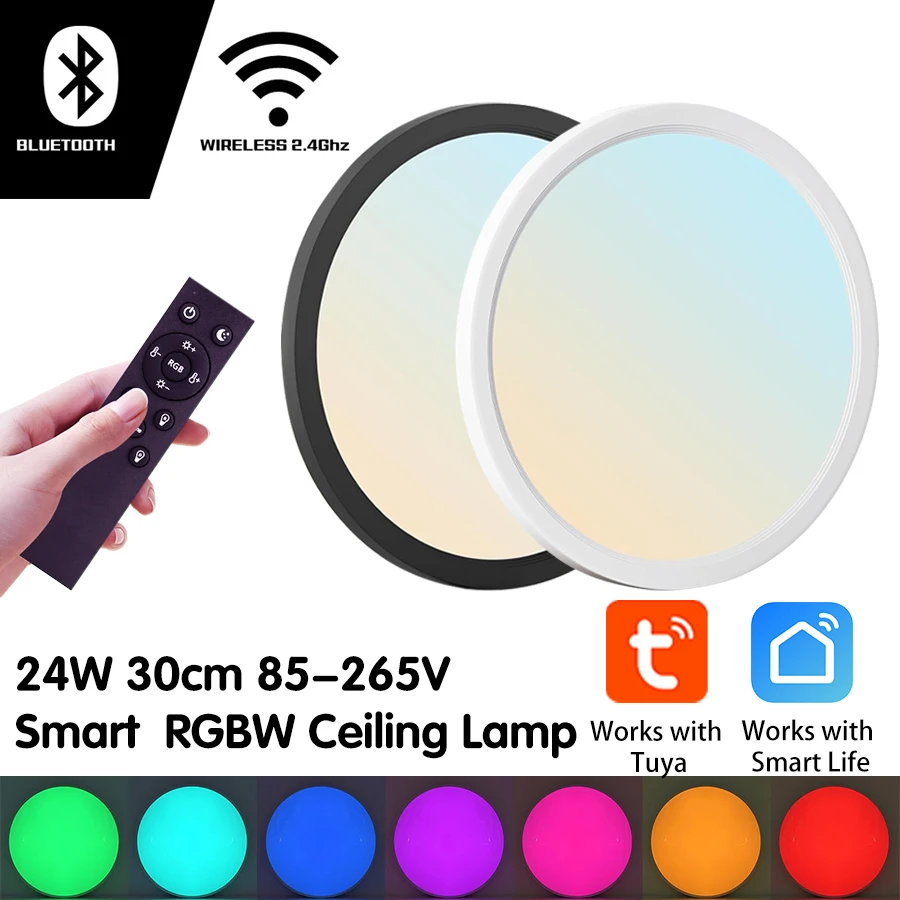 

Tuya Smart Led Потолочный светильник 85-265 В Wi-Fi BT с дистанционным управлением 24 Вт 30 см RGB Белый с регулируемой яркостью Alexa Google Приспособление для скрытого монтажа