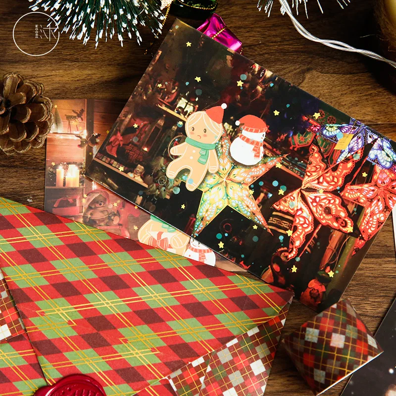 ‌30PCS Christmas Gingerbread Man Postcards Set - DIY Cartoon Greeting Message Cards Xmas and New Year Gift