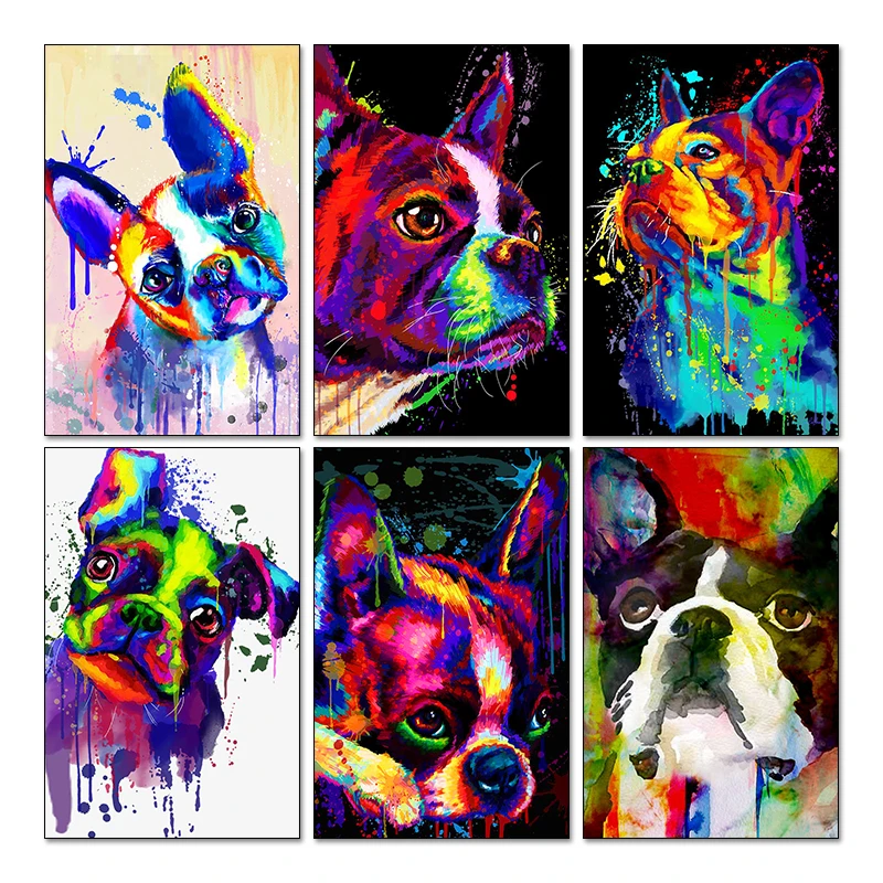 Boston Terrier 5d new AB Diy diamond painting kits pintura de diamante stitch art 2024 decoración hogar DMC color Dog Embroidery