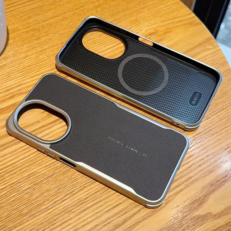 

Business Leather Magnetic Charging Case For Huawei Nova 14 Ultra 14 Pro Coque Luxury Plain High-end Plating Bumper Hard Cover