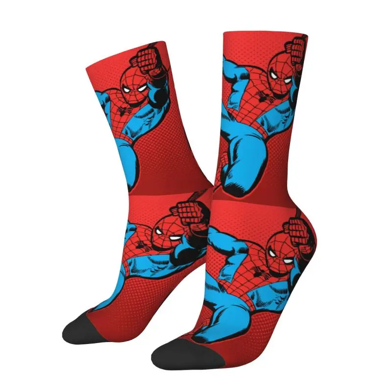 Spider Man Retro Swinging Kick Dress Socks Mens Womens Warm Fashion Crew Socks