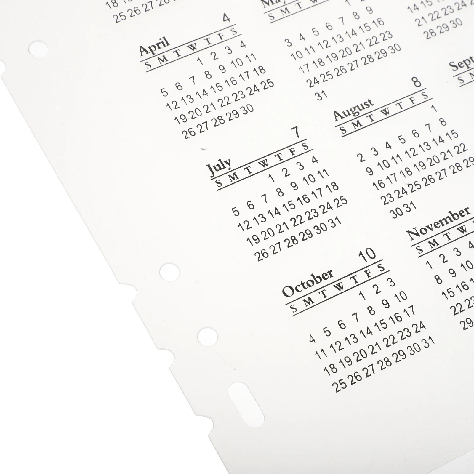 4Pcs 2026 Calendar Dividers Frosted Plastic 6-Hole A5 Planner Notebook DIY Refillable Binder Inserts for Organization