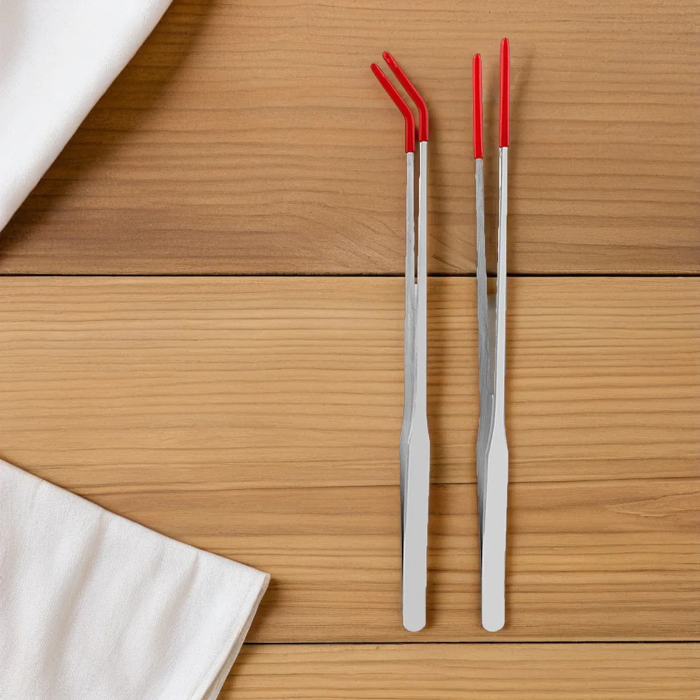 

2Pcs Stainless Steel Reptile Feeding Tongs Set Straight Curved Tweezers for Precise Pet Feeding Aquarium Plants Tool