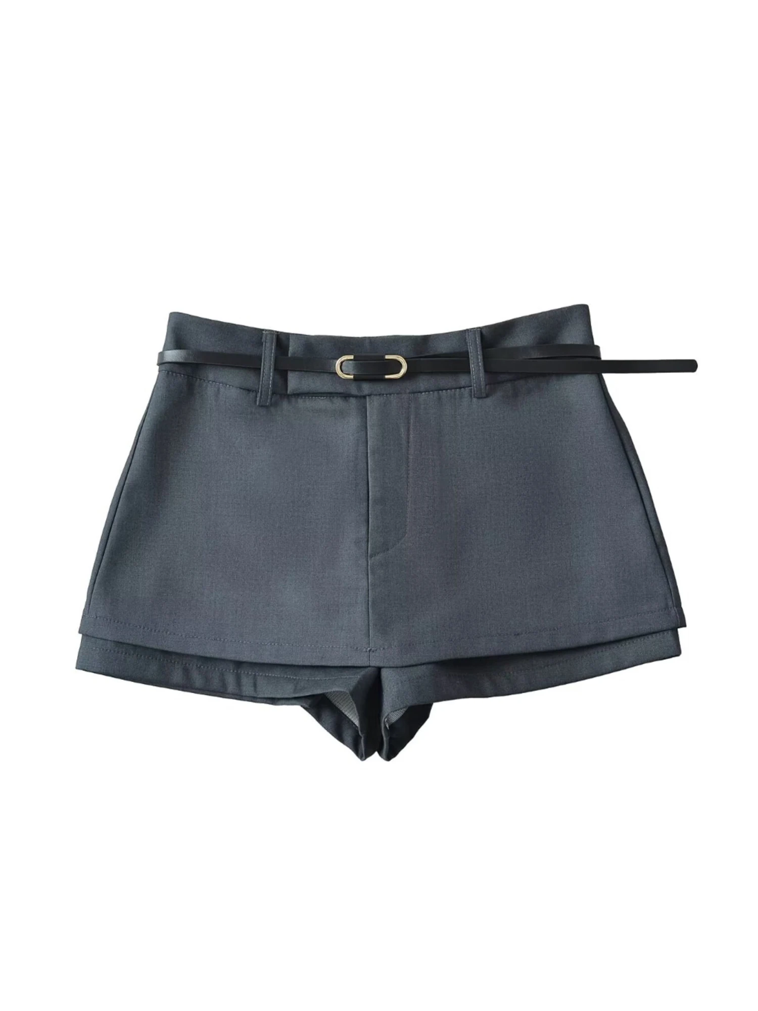 Women's Dark Grey Mini Skirt Vintage 2000s High Waist Shorts Skirt Harajuku Korean Style Y2k A-line Short Skirt Summer Clothes