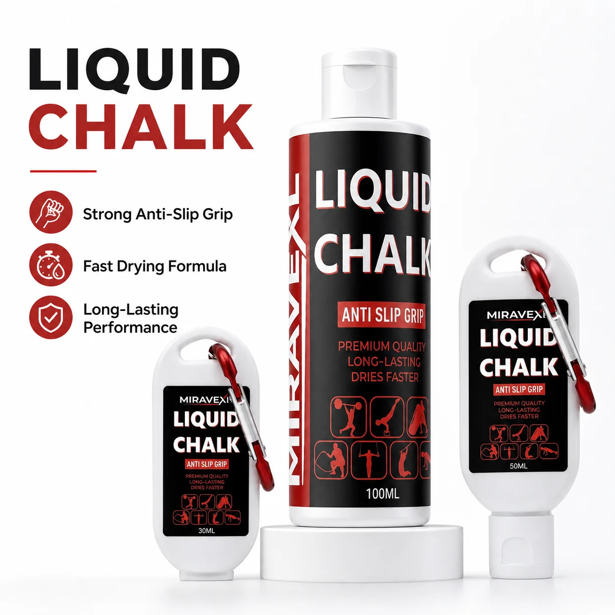 Liquid Chalk Hand Grip Cream, Anti-Slip Magnesium for Weightlifting, Rock Climbing, Pole Dance & Gym Workout