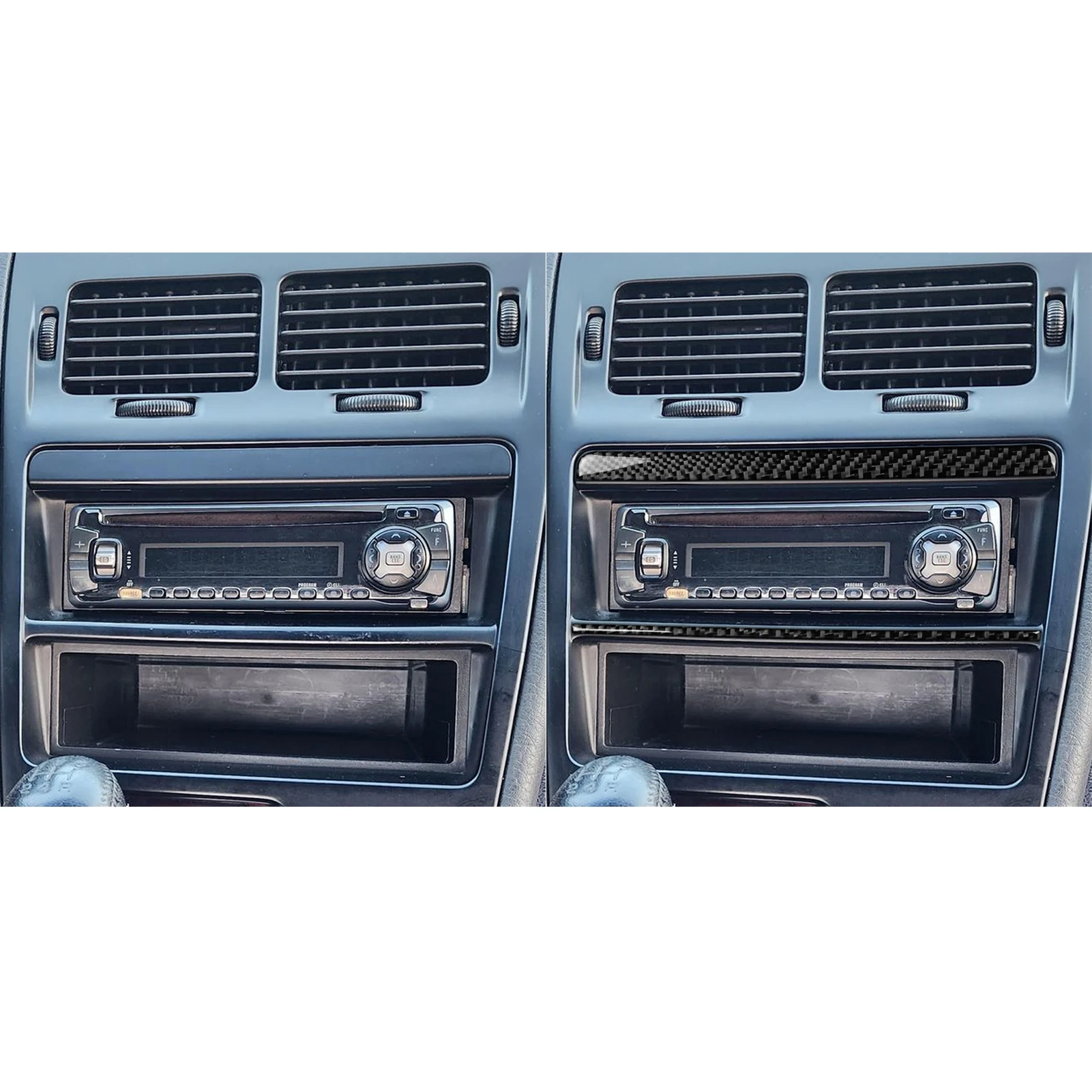 ألياف الكربون الحقيقية اكسسوارات السيارات راديو شرائط غطاء الكسوة لينة ملصق لنيسان 300ZX Z32 1989 90 91 92 93 94 95 96 1997