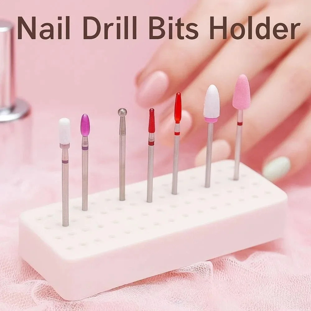 

80 отверстий, 12 отверстий, держатель для сверла для дизайна ногтей, подставка для дисплея, пластиковая коробка для полировки ногтей, вертикальная портативная