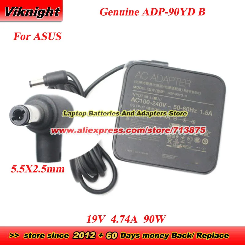 Genuine 19V 4.74A 90W ADP-90YD B AC Adapter for ASUS FH5900V K40AB K41V X450V K555Z X450J X550V VIVOPC VM62N X750JA PG279Q,