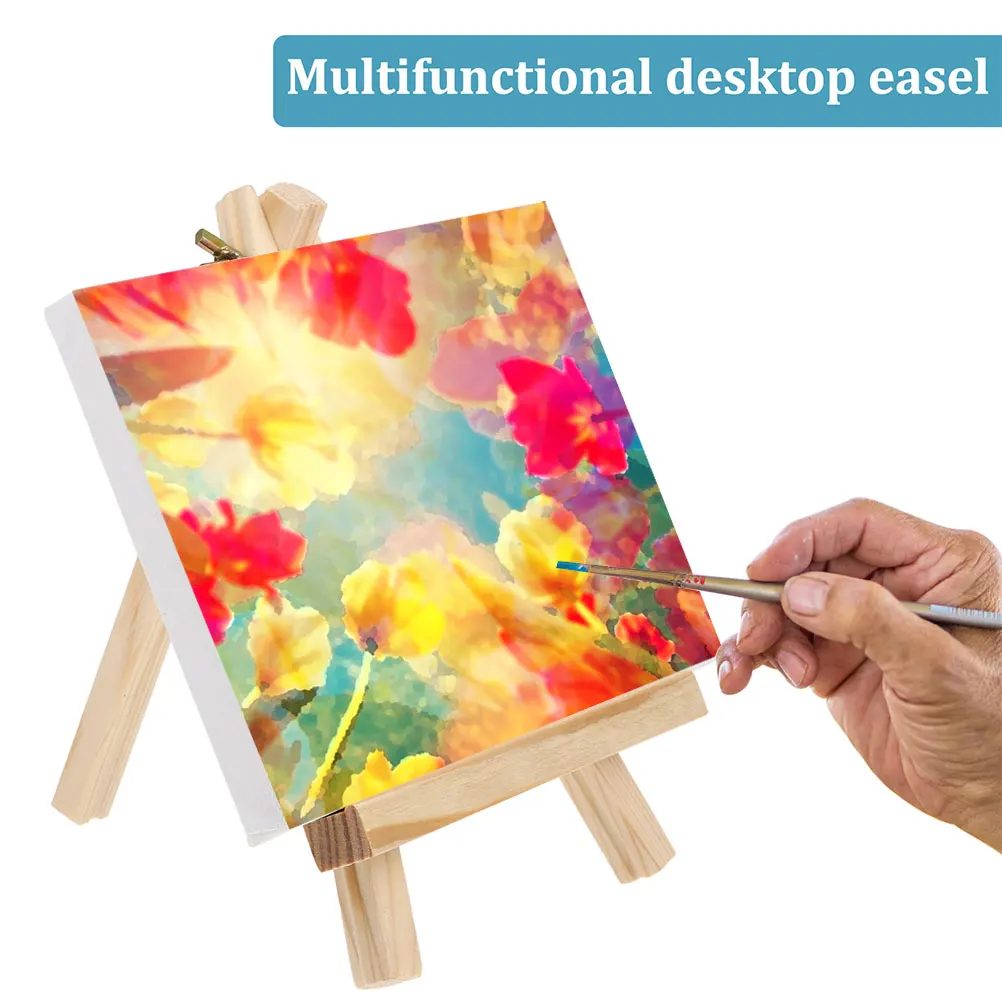 

2 Sets Wooden Mini Artist Easel Display Holder Drawing Canvas Adjustable Storage Stand For Painting Artwork Home Oil Racks Set