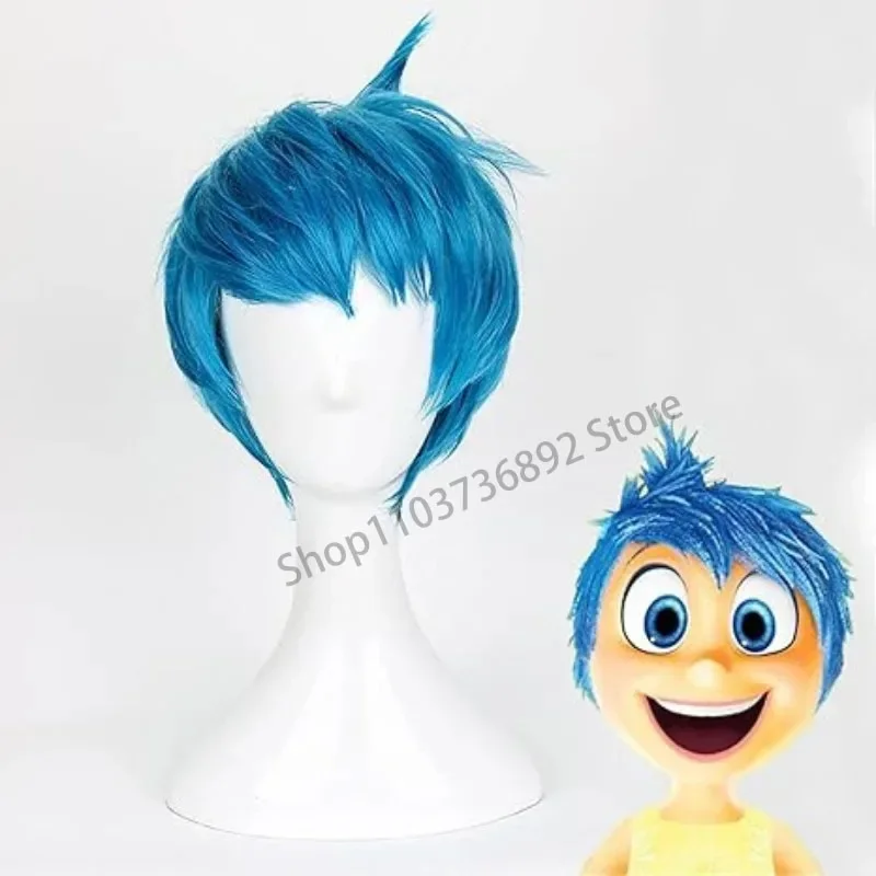 

Out Joy movie wig, cosplay clothing with heat-resistant blue short hair