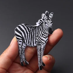 Black and white zebra size: 7.5X5CM Patches Embroidery Applique Clothes Sewing Supplies Decorative Child Cute Iron on Badges