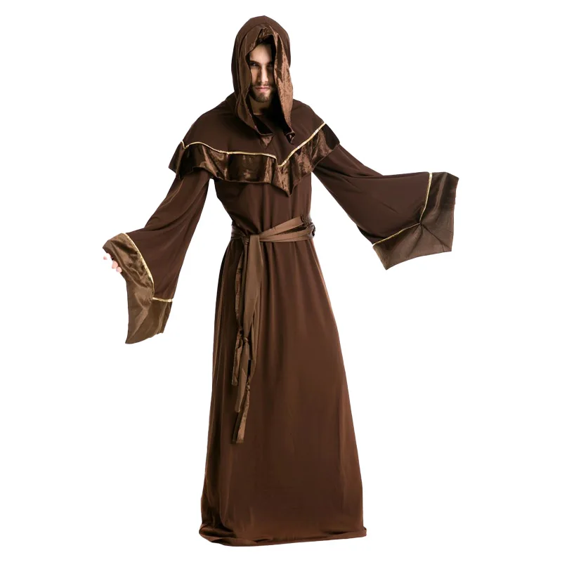 

Medieval Retro Wizard Monk Friar Robes Halloween Costumes Cosplay Christmas Carnival Party CLong Sleeve Adult Men Stage Costume