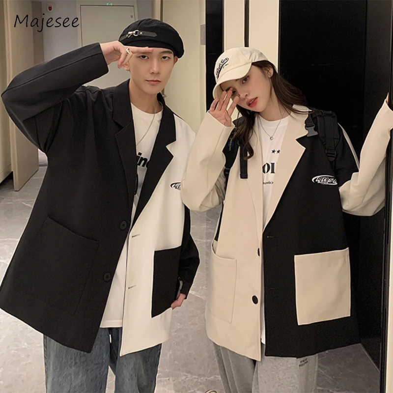 

Couple Jackets Men Loose Panelled Spliced Spring Autumn Fashion Leisure Streetwear American Style Ins Hipster Youthful Advanced