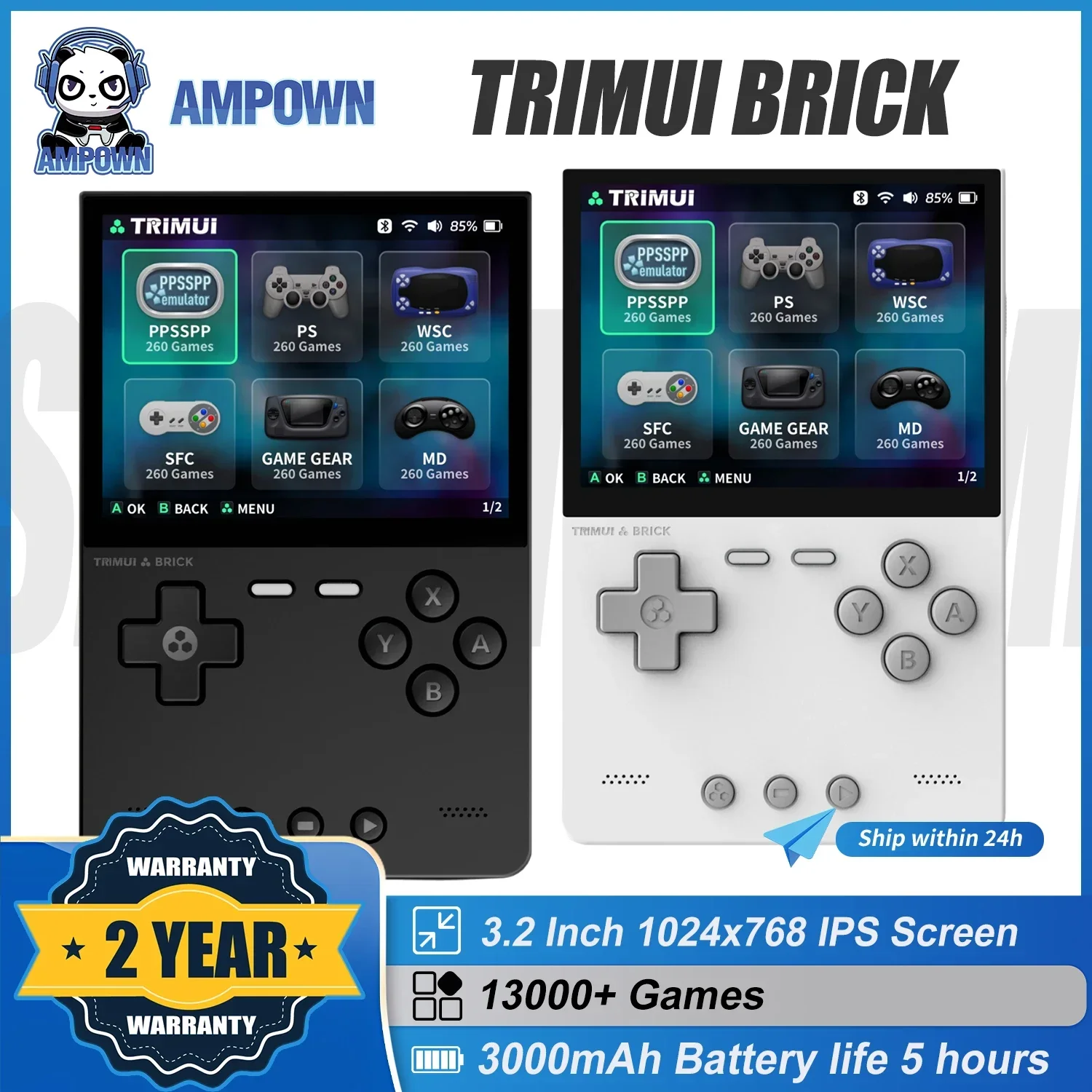 AMPOWN Trimui BRICK Handheld Game Players Consoles 3.2'' IPS Screen Emulator Portable Retro Video Games Linux System Allwinner