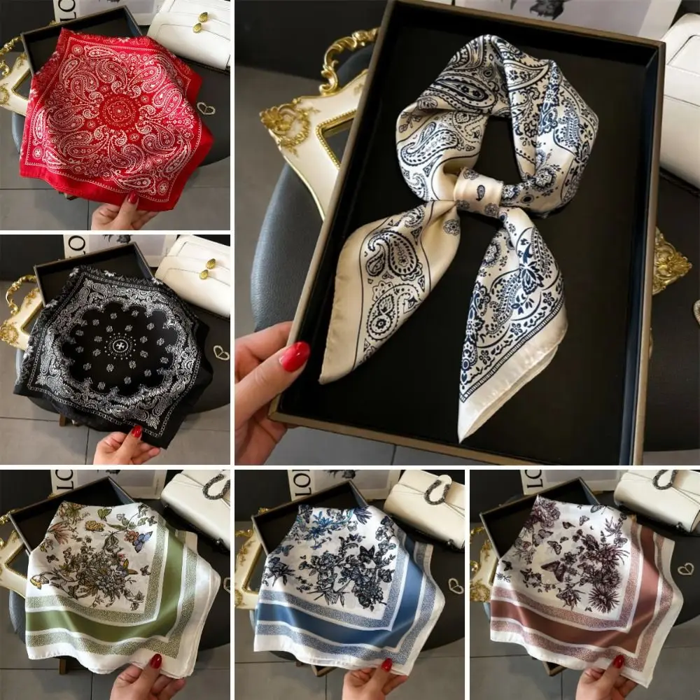 Fashion Soft Square Scarves 70x70cm Hair Tie Neckerchief Print Square Scarf Spring