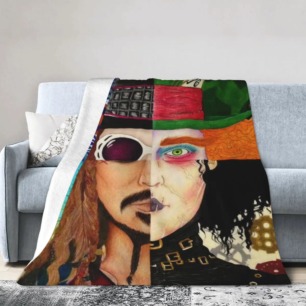 Johnny Depp Character Collage Blankets Soft Warm Flannel Throw Blanket Plush for Bed Living room Picnic Travel Home Sofa