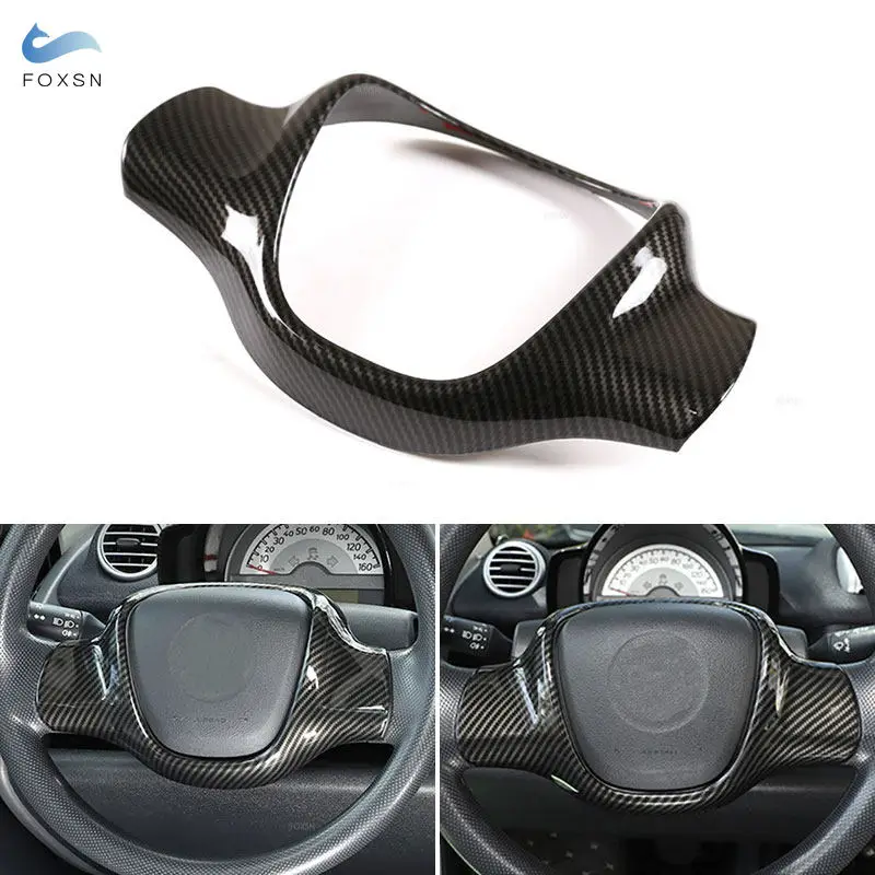 

Текстура из углеродного волокна ABS для Mercedes Benz Smart Fortwo 451 2009-2015, аксессуары для салона автомобиля, накладка на раму рулевого колеса