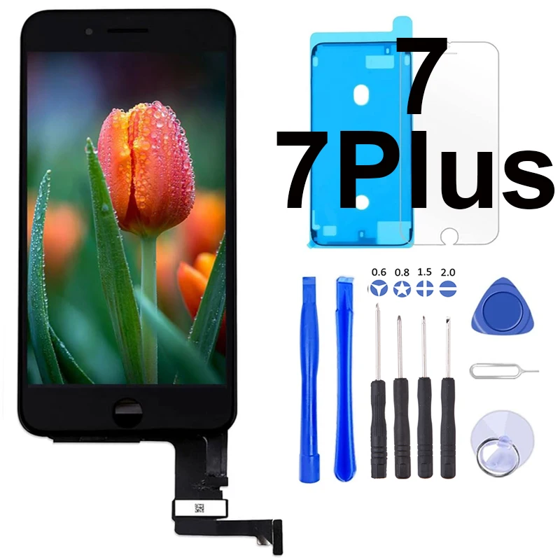 

Pre-Assembled LCD Screen Replacement For iPhone 7 7 Plus Digitizer Display With Front Frame,Screen seal and Repair Tools Kits