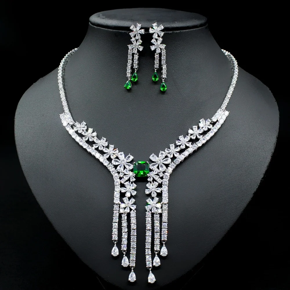 

Luxury Zircon Jewelry Set For Women Nigerian Morocco Algeri Monaco Necklace Earrings Wedding Party Accessories Conjunto de joyas