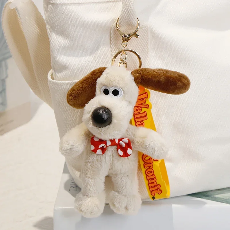 عالية الجودة الكرتون والاس جروميت دمية حقيبة قلادة Kawaii جروميت والاس بلوشيز جرو الكلب مفتاح سلسلة هدايا عيد فتاة
