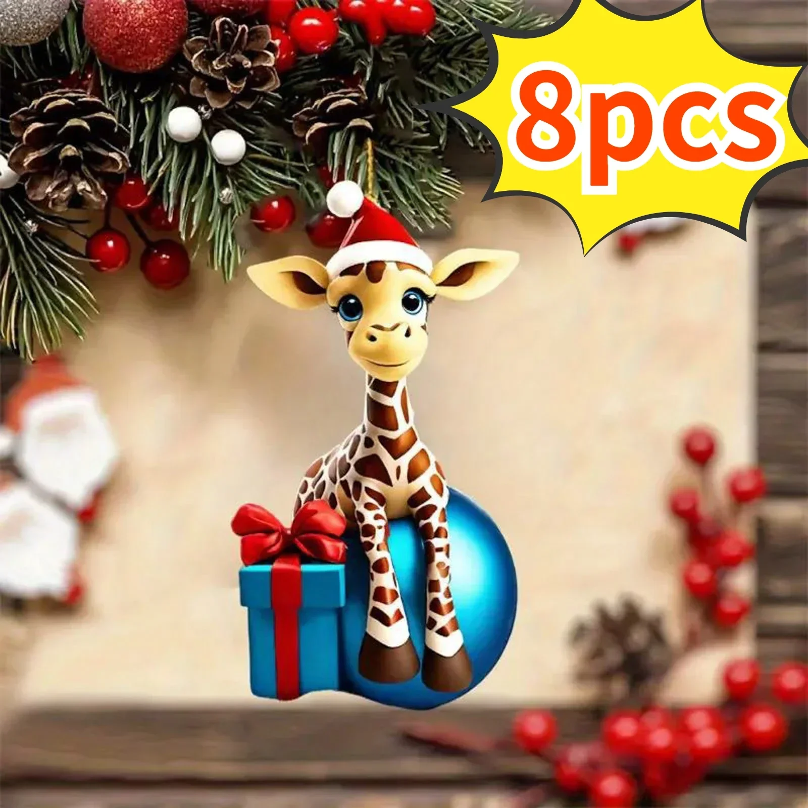 Christmas Modern Home Decoration Christmas Hanging Cartoon Giraffe Pattern Christmas Tree Hanging Car Hanging Festive новый год