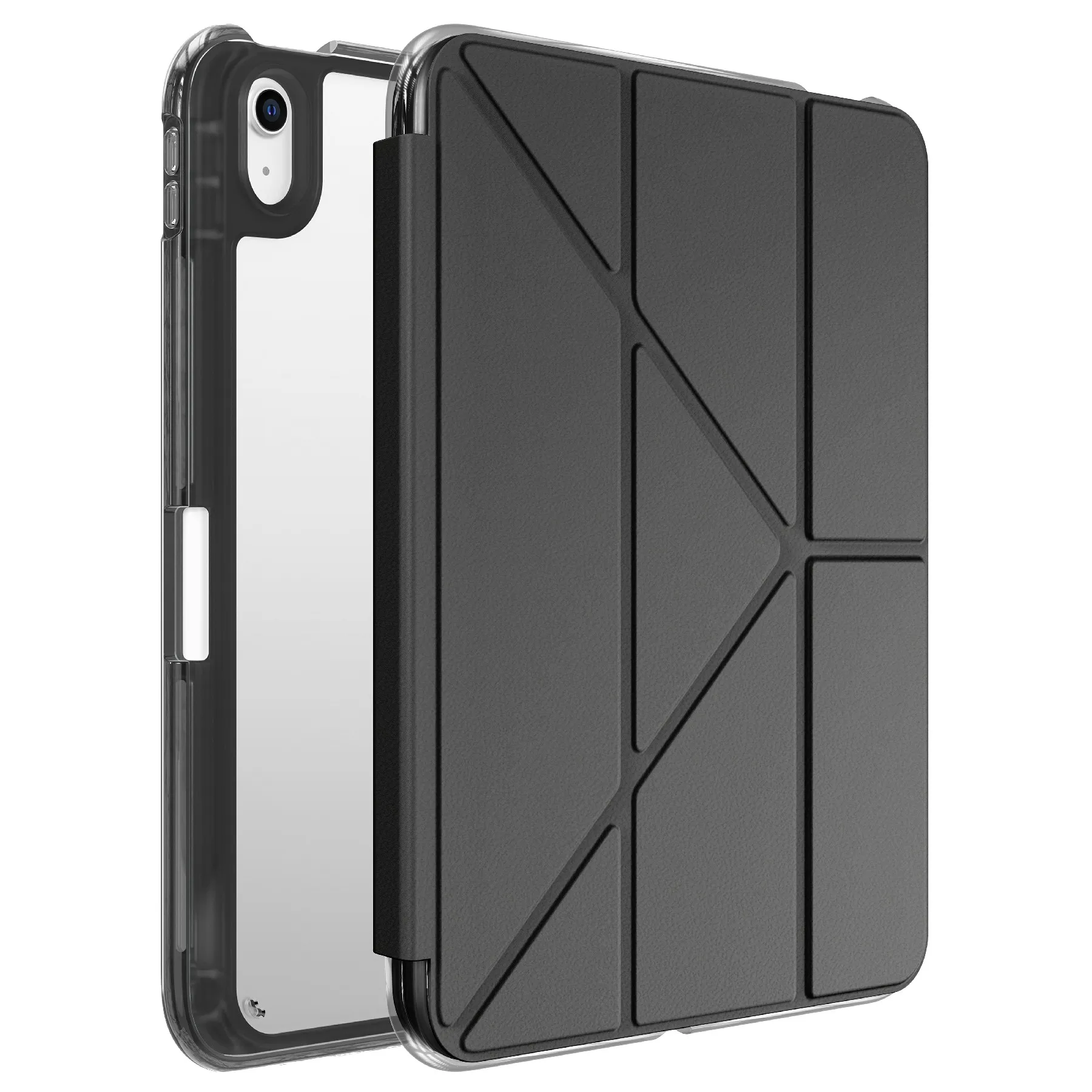 MUTURAL For iPad (2025) / iPad 10.9 (2022) Case with Pen Slot Clear Back Leather Stand Tablet Cover - Black